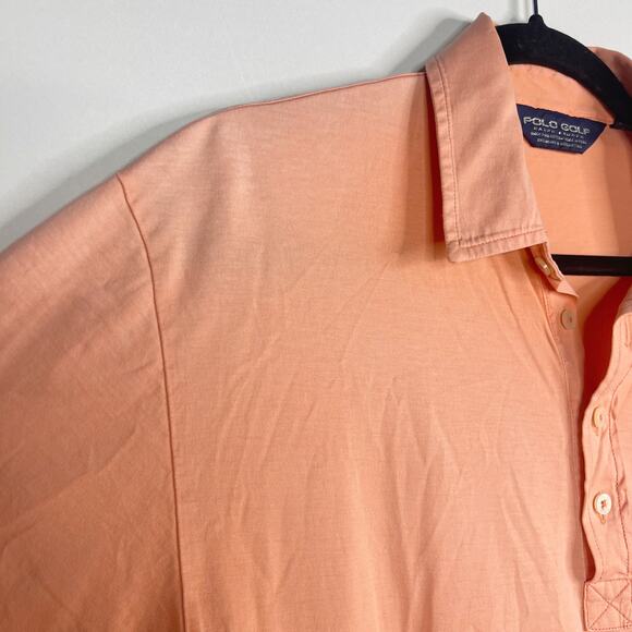 Polo Ralph Lauren Golf Mens M Coral Orange Shinnecock Short Sleeve Pima Polo - Picture 6 of 9